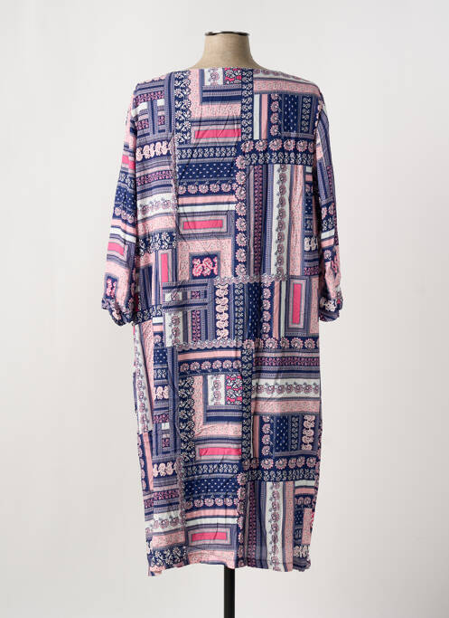 Robe mi-longue imprimé fleurs manches 3/4 bleu GRIFFON femme