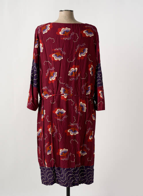 Robe mi-longue imprimé fleurs manches 3/4 rouge GRIFFON femme