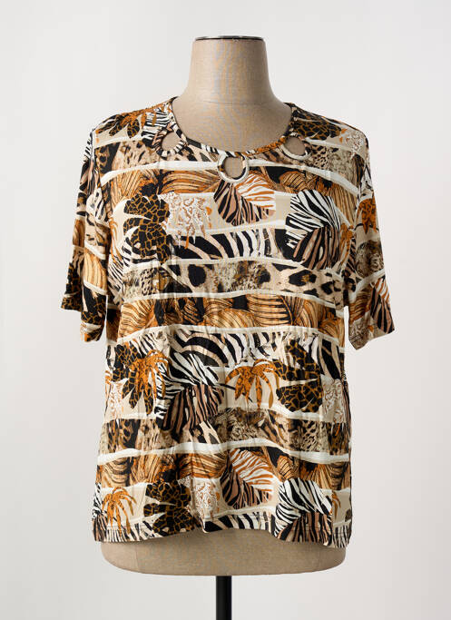 T-shirt stretch manches courtes marron GRIFFON femme