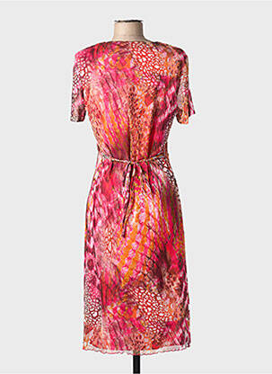 Robe mi-longue imprimé fantaisie manches courtes rose GRIFFON femme