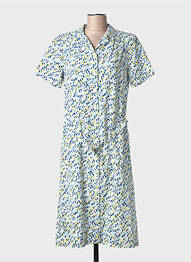 Robe mi-longue imprimé fantaisie manches courtes bleu GRIFFON femme