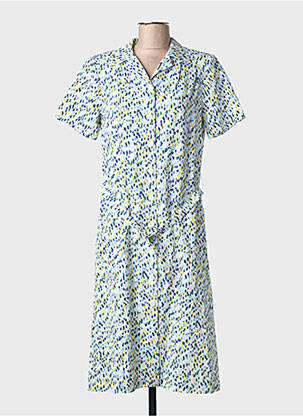 Robe mi-longue imprimé fantaisie manches courtes bleu GRIFFON femme