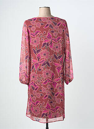 Robe mi-longue imprimé fantaisie manches longues rouge GRIFFON femme