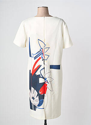 Robe mi-longue imprimé fantaisie manches courtes beige GRIFFON femme