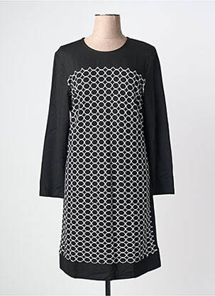 Robe mi-longue imprimé fantaisie manches longues noir GRIFFON femme
