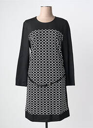 Robe mi-longue imprimé fantaisie manches longues noir GRIFFON femme