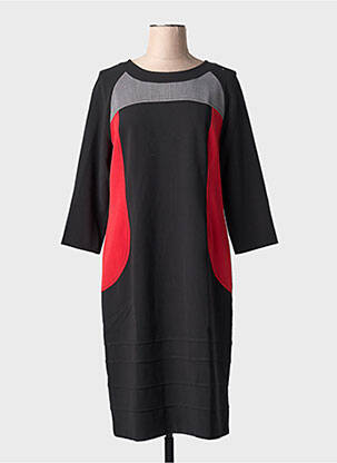 Robe mi-longue manches longues manches longues noir GRIFFON femme