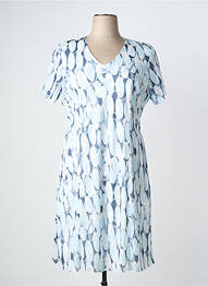 Robe mi-longue coupe fluide manches courtes bleu GRIFFON femme