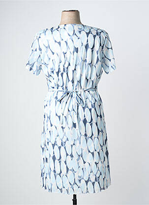 Robe mi-longue coupe fluide manches courtes bleu GRIFFON femme