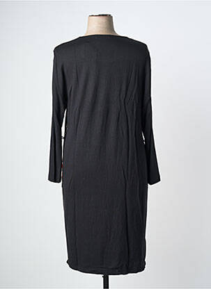 Robe mi-longue imprimé fantaisie manches longues noir GRIFFON femme