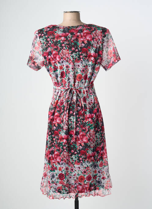 Robe mi-longue imprimé fleurs manches courtes noir GRIFFON femme