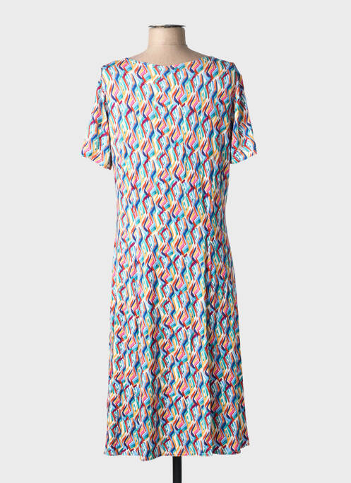 Robe mi-longue imprimé fantaisie manches courtes bleu GRIFFON femme