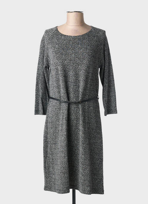 Robe pull tissage chiné manches longues noir GRIFFON femme