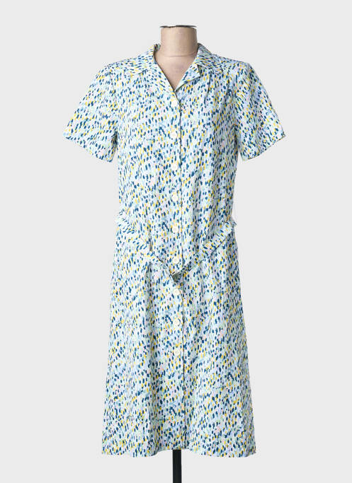 Robe mi-longue imprimé fantaisie manches courtes bleu GRIFFON femme
