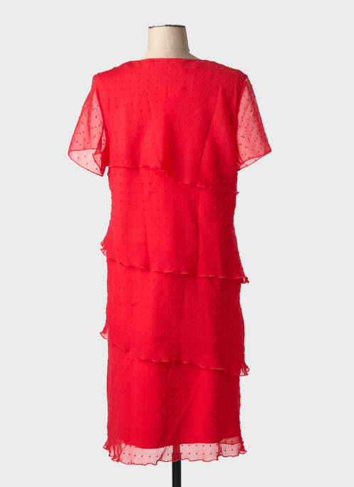 Robe mi-longue tissage crêpe manches courtes rouge GRIFFON femme