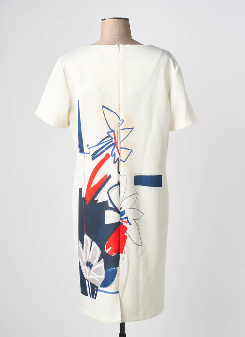 Robe mi-longue imprimé fantaisie manches courtes beige GRIFFON femme