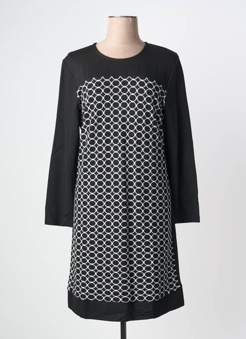 Robe mi-longue imprimé fantaisie manches longues noir GRIFFON femme