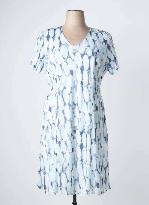 Robe mi-longue coupe fluide manches courtes bleu GRIFFON femme