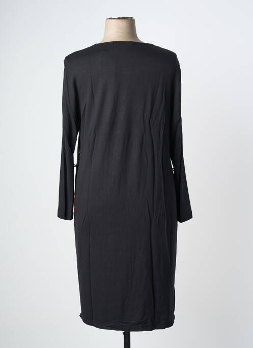 Robe mi-longue imprimé fantaisie manches longues noir GRIFFON femme