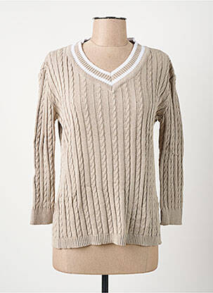 Pull coupe cintrée manches longues beige I.ODENA femme