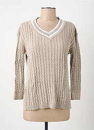 Pull coupe cintrée manches longues beige I.ODENA femme