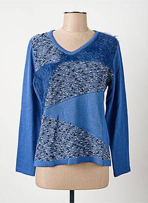 Pull coupe cintrée manches longues bleu I.ODENA femme