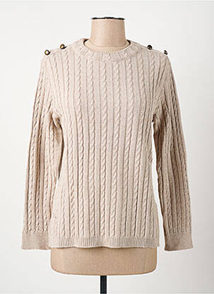 Pull coupe cintrée manches longues beige I.ODENA femme