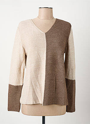 Pull coupe cintrée manches longues beige I.ODENA femme
