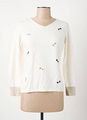 Pull coupe cintrée manches longues blanc I.ODENA femme