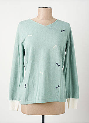 Pull coupe cintrée manches longues vert I.ODENA femme