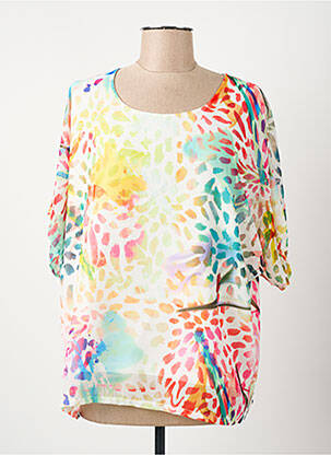 Blouse tissage popeline manches courtes blanc I.ODENA femme