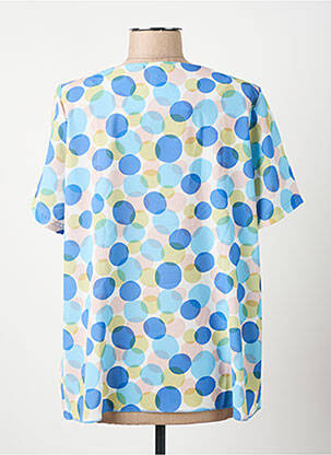 Top tissage crêpe manches courtes bleu I.ODENA femme