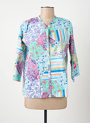 Chemisier coupe cintrée manches 3/4 bleu I.ODENA femme