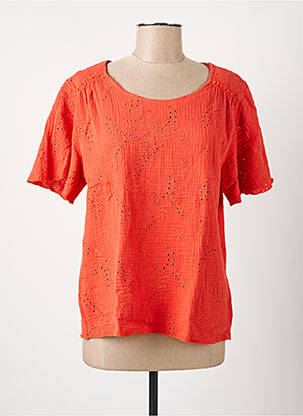T-shirt coupe cintrée manches courtes orange GRIFFON femme