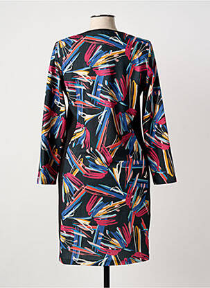 Robe mi-longue imprimé fantaisie manches longues noir GUY DUBOUIS femme