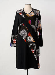 Robe mi-longue manches longues manches longues noir GUY DUBOUIS femme
