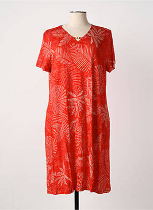Robe mi-longue manches courtes manches courtes rouge EGATEX femme