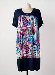 Robe mi-longue manches courtes manches courtes bleu EGATEX femme