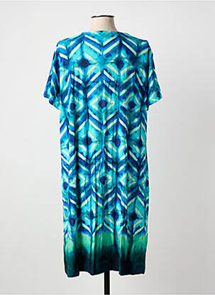 Robe mi-longue imprimé fantaisie manches courtes bleu EGATEX femme