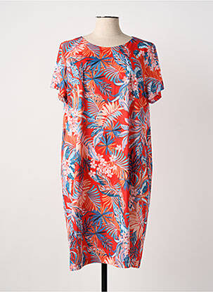 Robe mi-longue manches courtes manches courtes rouge EGATEX femme