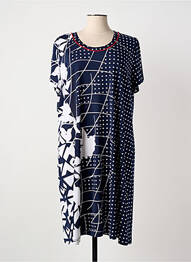 Robe mi-longue manches courtes manches courtes bleu EGATEX femme