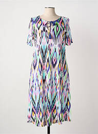 Robe mi-longue imprimé fantaisie manches courtes bleu MASSANA femme