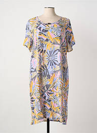 Robe mi-longue manches courtes manches courtes jaune MASSANA femme