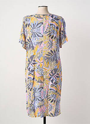 Robe mi-longue manches courtes manches courtes jaune MASSANA femme