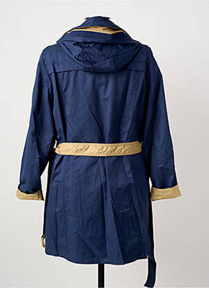 Trench tissage popeline a capuche bleu REVER MILE femme