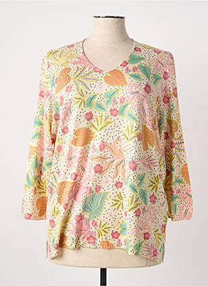Pull coupe cintrée manches 3/4 beige I.ODENA femme