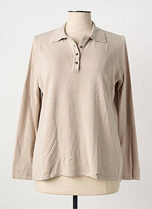 Pull coupe cintrée manches longues beige I.ODENA femme