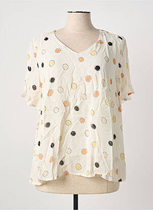 Blouse légère et transparente manches courtes beige GRIFFON femme