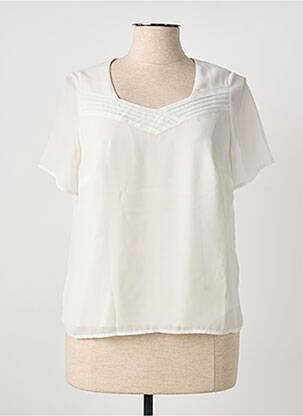 Blouse légère et transparente manches courtes beige GUY DUBOUIS femme