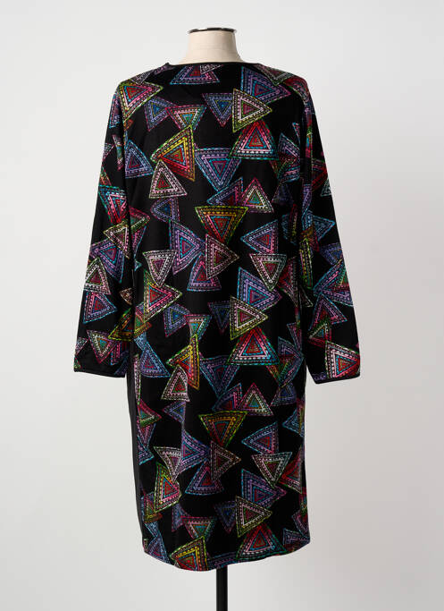 Robe mi-longue imprimé fantaisie manches longues noir GUY DUBOUIS femme